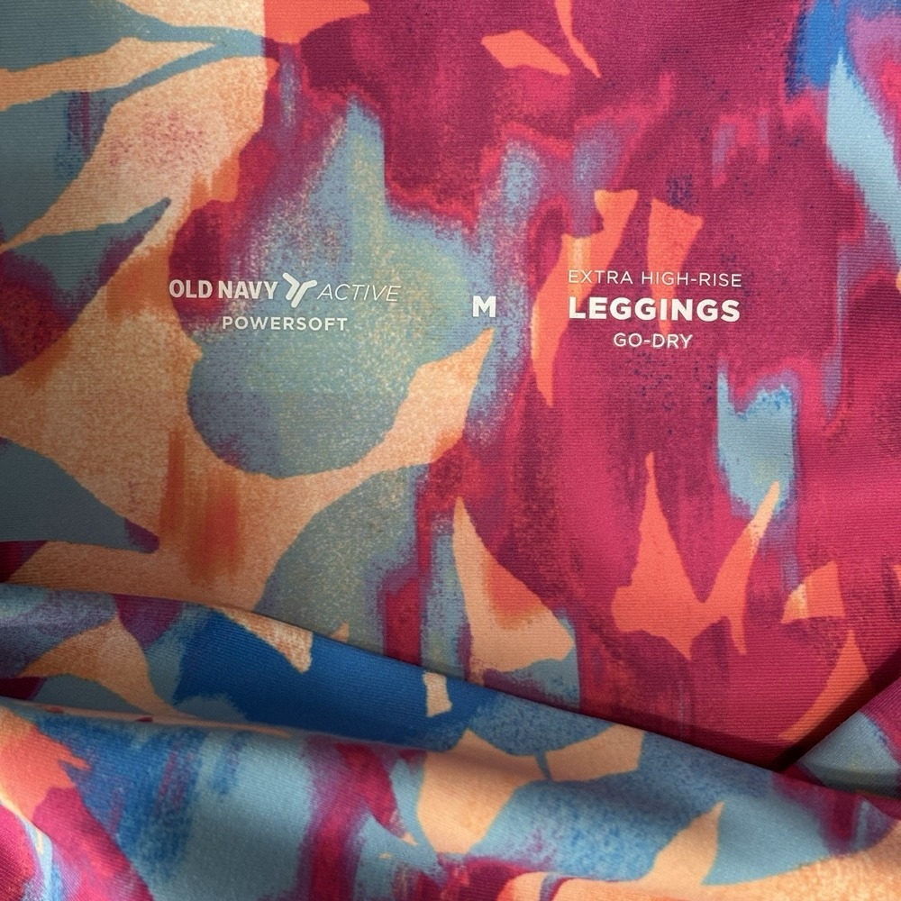 Womens Old Navy Powersoft Active Go Dry Extra High Rise Leggings Floral Sz Large - Picture 2 of 3